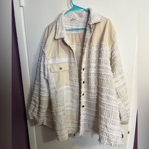 POL NWOT size L (large) Beige and Cream Textured Jacket. Can fit up to a 3X